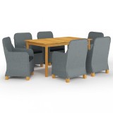 Cumpara ieftin Set mobilier gradina Gossi, 7 piese, lemn acacia, ratan, otel, perne incluse, gri deschis/negru
