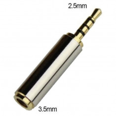 Mufa Adaptor audio 4pini Jack 3.5mm Mama la 2.5mm Tata, Active, calitate deosebita, contacte aurite, aliaj