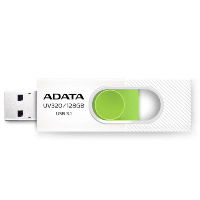 Memorie USB 3.2 ADATA 32 GB retractabila carcasa plastic alb / verde AUV320-32G-RWHGN foto