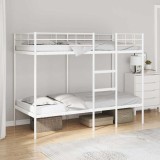 VidaXL Pat supraetajat fără saltea alb 90x200 cm oțel 42000329