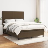 Cumpara ieftin Pat box spring cu saltea, maro &icirc;nchis, 140x200 cm, textil