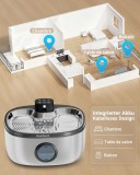 Cumpara ieftin Fantana de apa pentru pisici si caini Dwarfuarm, 5L, inox 304, fara cablu, filtre incluse, argintiu