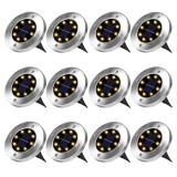 Set 12 Lampi Solare Spot 8 LED - Carcasa Metal, IP65, Alb Cald, Gradina Exterior