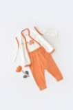 Set 3 piese Broscuta cu body, pantalonasi si vestuta din 80%bumbac organic si 20% poliester - Portocaliu, BabyCosy (Marime: 12-18 Luni)