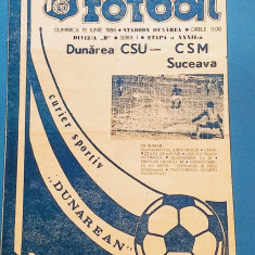 Program meci fotbal DUNAREA CSU GALATI - CSM SUCEAVA (15.06.1986)