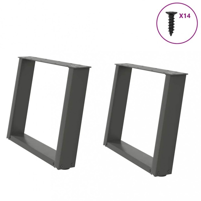 vidaXL Picioare pentru măsuță de cafea &icirc;n formă de U, 2 buc., antracit, 70x(42-43) cm, oțel 4012774