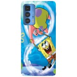 Husa compatibila cu Motorola G100 model Sponge Bob and Patrick , Silicon, TPU, Viceversa, Transparent, Carcasa