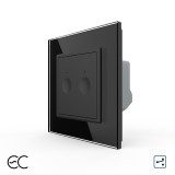 Cumpara ieftin Intrerupator dublu touch cap-scara/cruce Livolo Zigbee, rama sticla, negru