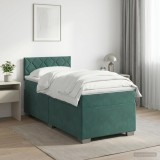Cumpara ieftin Pat boxspring cu saltea Verde inchis 90 x 190 cm Catifea