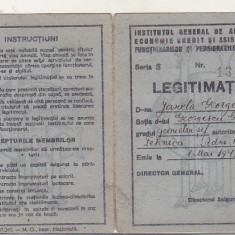 bnk div Legitimatie Institutul General de Asigurare Economie Credit 1947