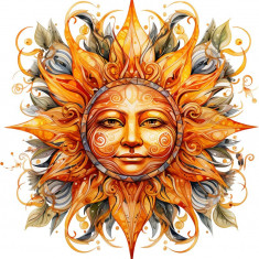 Sticker decorativ, Soare, Portocaliu, 62 cm, 1328STK-4