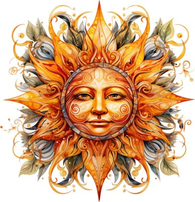 Sticker decorativ, Soare, Portocaliu, 62 cm, 1328STK-4 foto