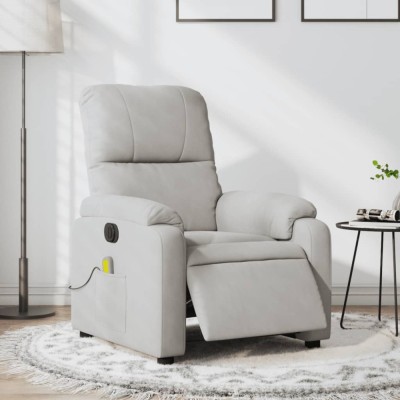 vidaXL Fotoliu de masaj rabatabil electric, gri deschis, microfibră foto