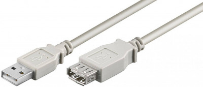 Cablu prelungitor USB A 2.0 tata USB A 2.0 mama 1.8m gri Goobay foto