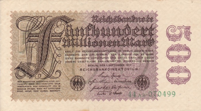 GERMANIA 500.000.000 marci 1923 XF+!!!