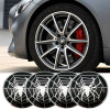 Set 4 Ornamente Janta Auto AVEX Spider 5cm Aluminiu Negru/Argintiu CROMAT