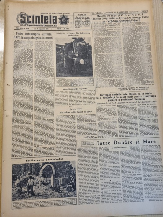 scanteia 20 septembrie 1956-art. comuna ciobanu harsova,serbesti bacau,iasi