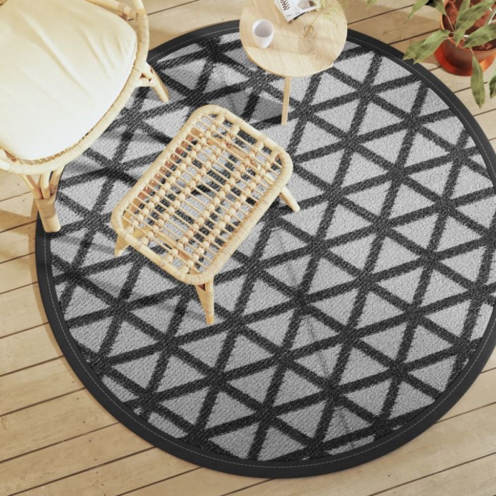 Gossi covor de exterior, negru, &Oslash;160 cm, pp