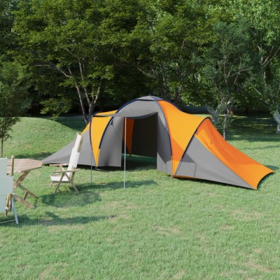 Cort camping, 6 persoane, gri și portocaliu foto