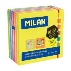 Notite Adezive MILAN, 76x76 mm, 400 File, Multicolor Neon, Bloc Notes, Post-it, Sticky Notes, Bloc de Hartie, Memo Adeziv, Set Notite Adezive, Post-it