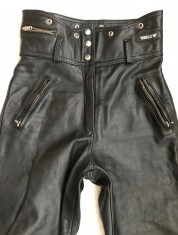 PANTALONI DAMA PIELE TALIE INALTA MOTO CHOPPER BIKER 3 BUZUNARE AUTENTICI BELOW foto