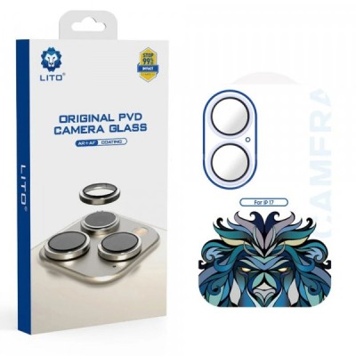 Folie de protectie Camera Spate Lito Titanium AR pentru Apple iPhone 17, Sticla Securizata, Albastra foto