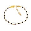 Brățară Rozariu Spinel Negru Argint 925 Placat Aur, Anthony Unisex 17-23cm Reglabilă, Bijuterie Handmade Italia