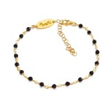 Cumpara ieftin Brățară Rozariu Spinel Negru Argint 925 Placat Aur, Anthony Unisex 17-23cm Reglabilă, Bijuterie Handmade Italia
