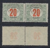 Emisiunea Cluj 1919 timbru porto 20 BANI eroare cu N drept in pereche cu timbru normal MNH