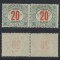 Emisiunea Cluj 1919 timbru porto 20 BANI eroare cu N drept in pereche cu timbru normal MNH