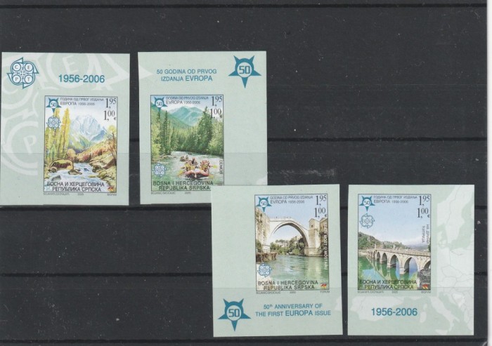 Bosnia 2005 - 50 ani Europa CEPT, serie 4 valori nedantelate ,MNH.Mi.Bl.339B-342B