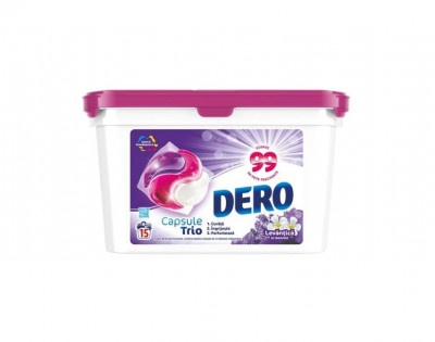 Detergent capsule Dero Trio Lavanda, 15 capsule, 15 spalari foto