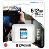Card de memorie SD Kingston Canvas GO Plus, 512GB, Clasa 10, UHS-I, Adaptor inclus