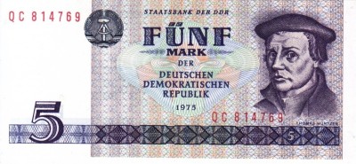 GERMANIA (DDR) 5 mark 1975 XF+!!! foto