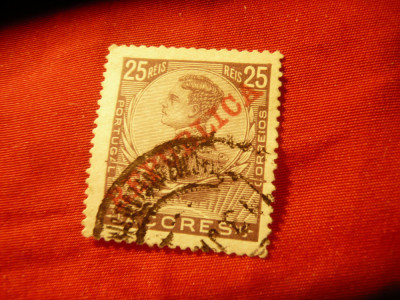 Timbru Portugalia -Azore 1910 - R.Manuel II supratipar Republica ,25r stamp. foto