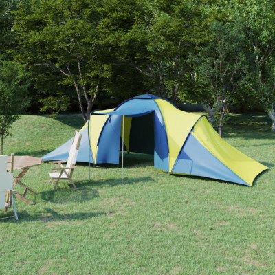 vidaXL Cort camping, 6 persoane, albastru și galben foto