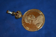 PANDANTIV AUR 18K + Moneda aur 24k 4 DUCATI + Coroana Medalie Austria - 20g. ! foto