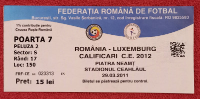 Bilet meci fotbal ROMANIA - LUXEMBURG (29.03.2012) foto