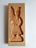 **Mos Craciun cu brad - Matrita lemn forma prajitura biscuiti turta dulce decor