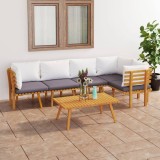 VidaXL Set mobilier de grădină cu perne, 6 piese, lemn masiv acacia