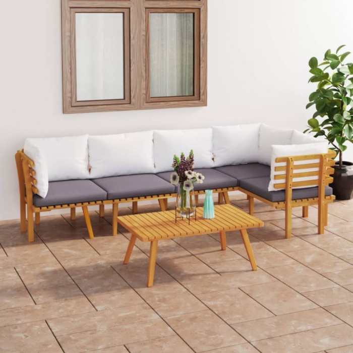 vidaXL Set mobilier de grădină cu perne, 6 piese, lemn masiv acacia 3087027