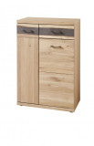 Cumpara ieftin Cabinet hol din furnir si lemn, 2 usi si 1 sertar, Crispin Natur, l71xA39xH105 cm