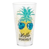 Pahar din plastic transparent cu model ananas, 600 ml, CMCLASS