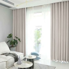 Draperie din catifea blackout cu rejansa transparenta cu ate pentru galerie, Madison, 150x255 cm, densitate 700 g/ml, Perfectly Pale, 1 buc