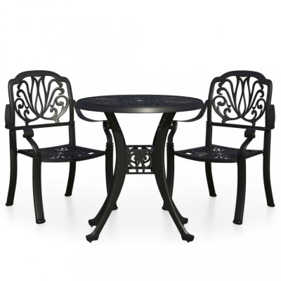 Set mobilier bistro, 3 piese, negru, aluminiu turnat foto
