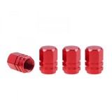 Set 4 capace Amio din aluminiu pentru ventil model hexagon rosu