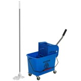 HOMCOM Găleată pentru mop cu stoarcere, panou separator și roți, capacitate 20 L pentru curățenie casnică 45x26,5x70 cm albastru | Aosom Romania