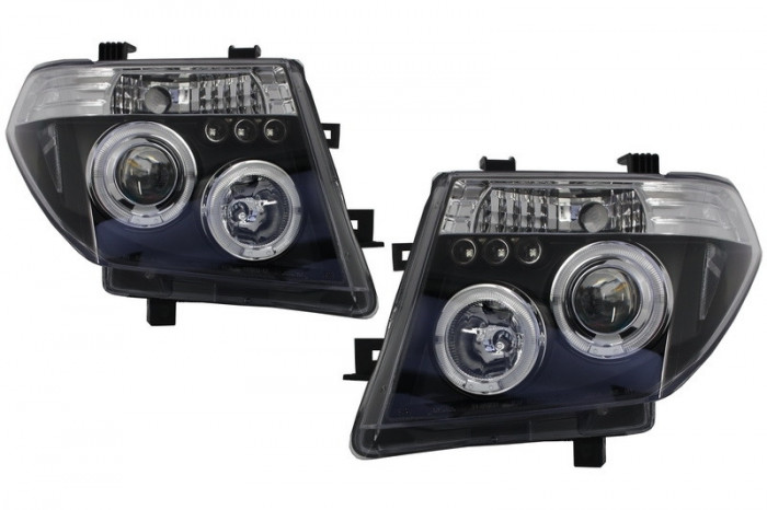 Faruri Angel Eyes compatibil cu Nissan Navara D40 (2004-2009) Nissan Pathfinder R51 (2005-2008) Negru HLNIN