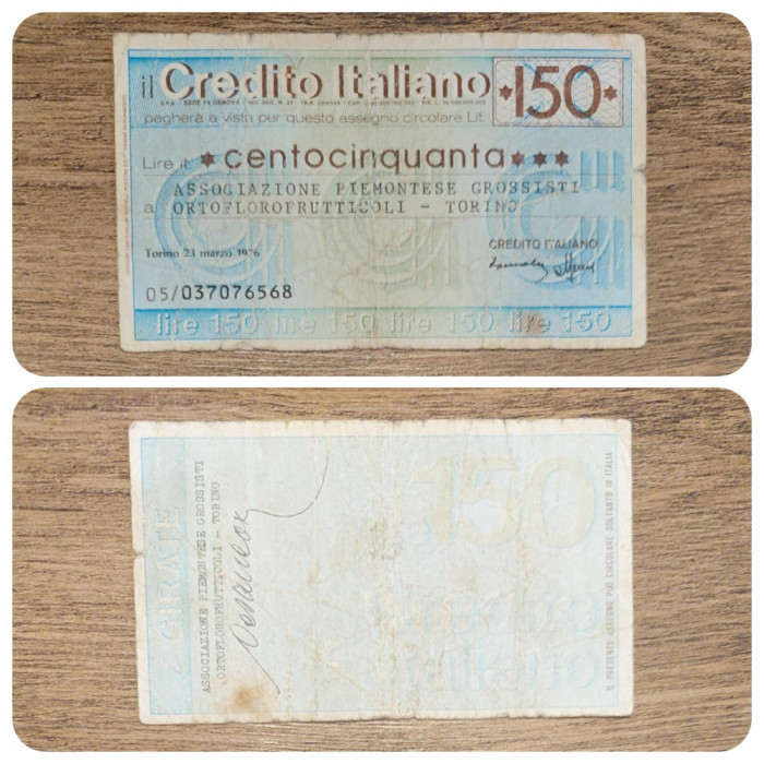 ITALIA - CEC 150 LIRE / Banca CREDITO ITALIANO.