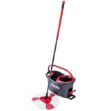 Set Curatenie Vileda Easy Wring Turbo: Galeata cu Pedala si Storcator, Mop cu Microfibra, Maner Telescopic
